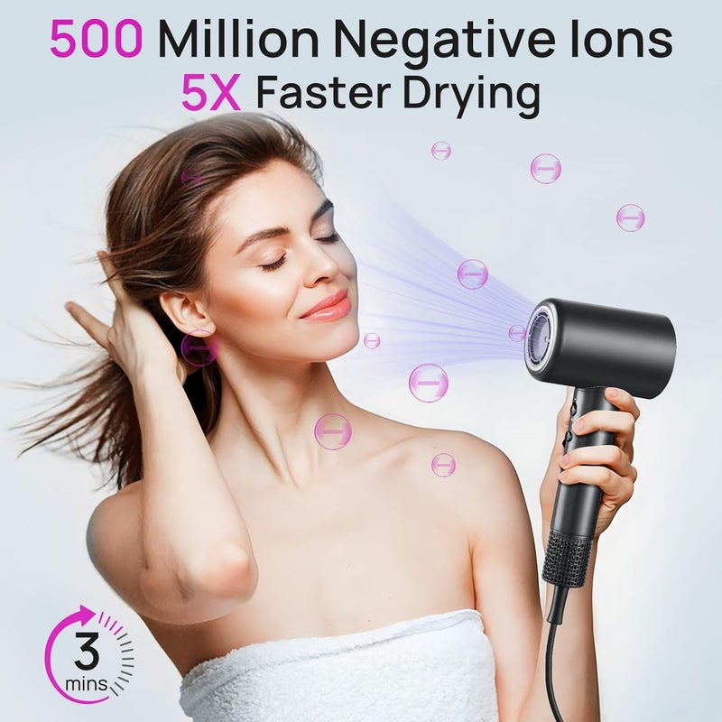 CONFU Hair Dryer, 110000 RPM Fast Drying Blow Dryer with Magnetic Diffuser and Concentrator, Professional Lightweight Ionic Hair Dryer for Women and Men - Image 2